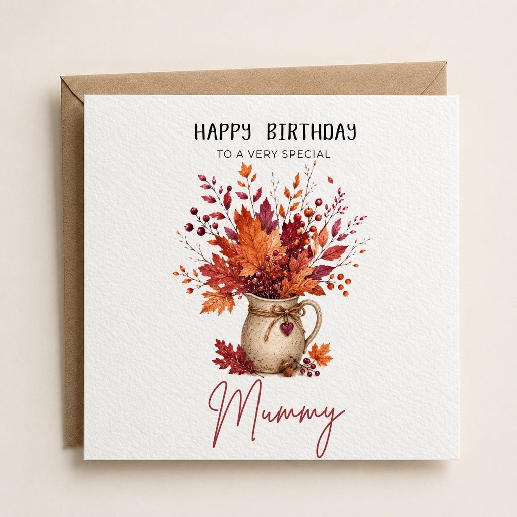 Personalised Autumn Theme Birthday Card for Daughter, Son, Brother, Sister, Friend etc