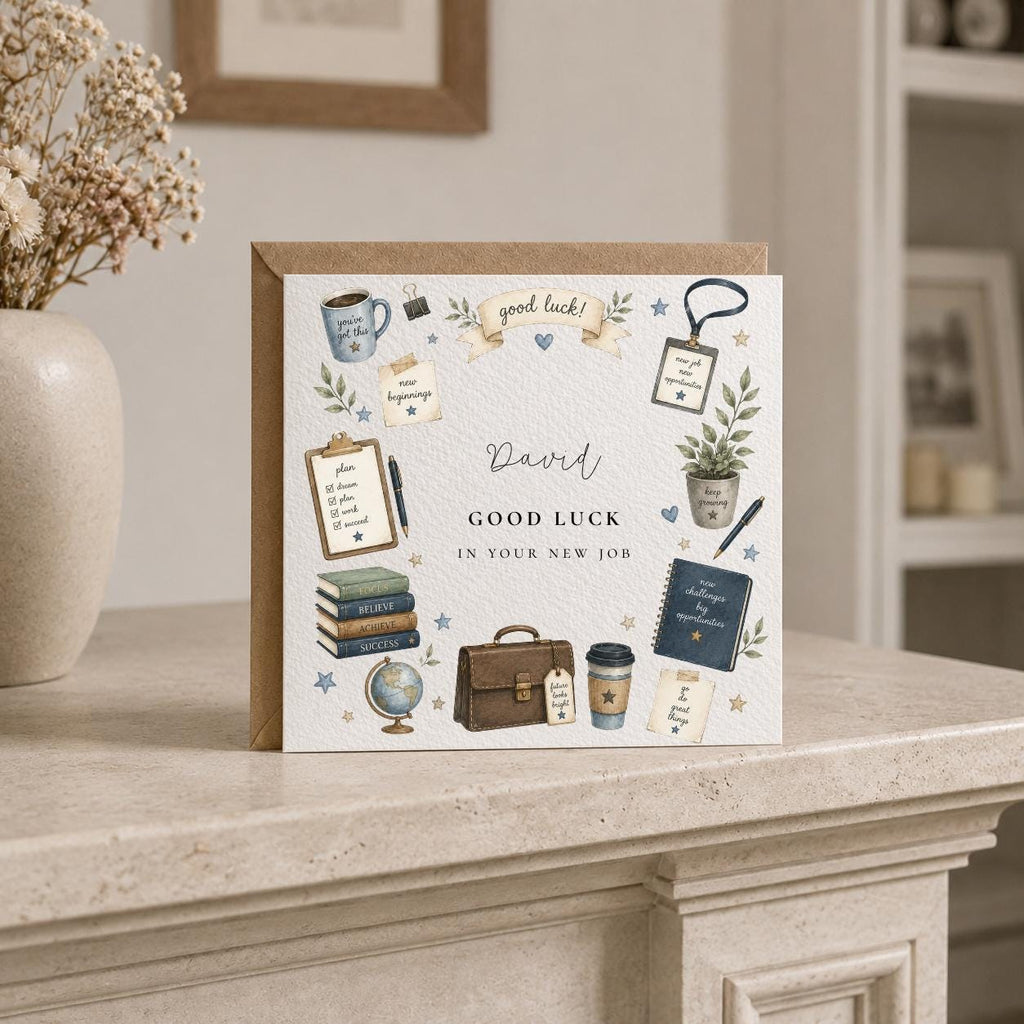 Personalised For Him Good Luck / New Job Card