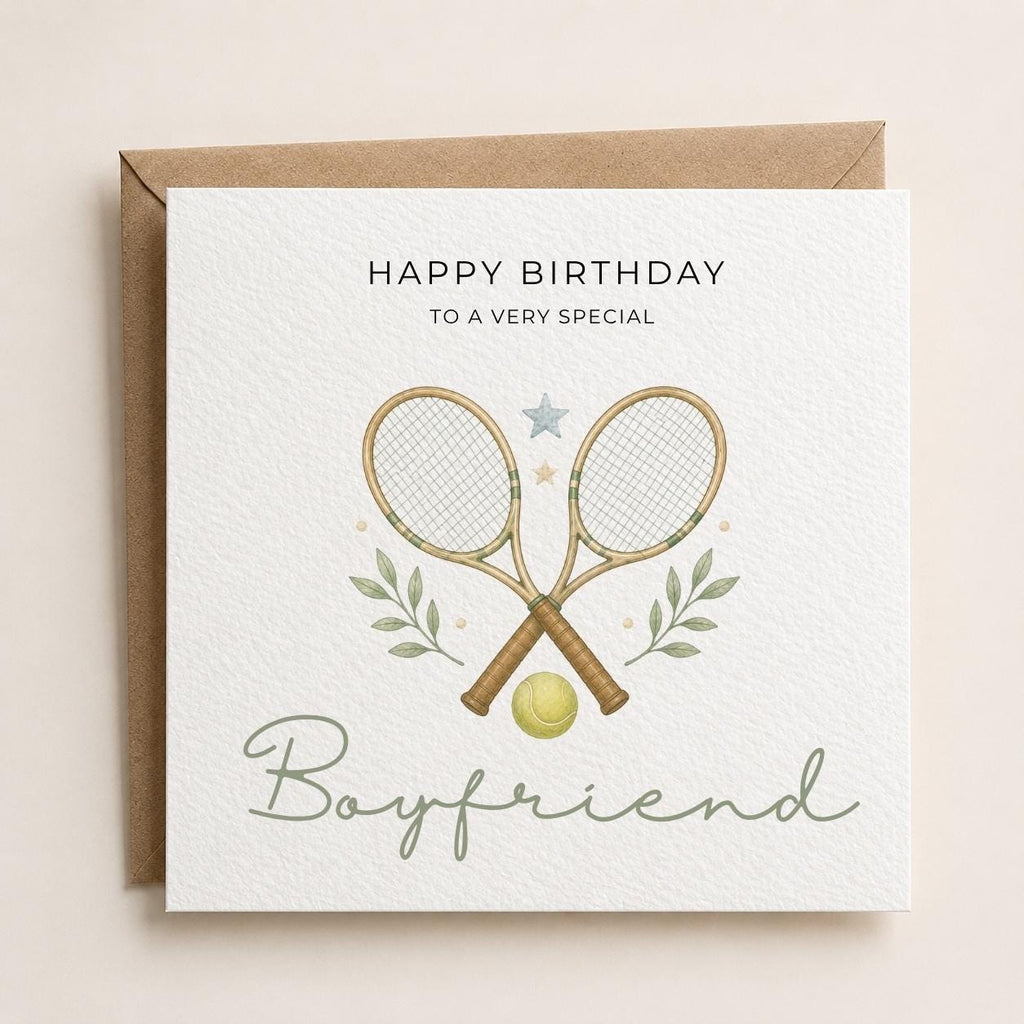 Personalised Tennis Theme Birthday Card for Husband, Dad, Grandad, Son,  Uncle, Brother etc