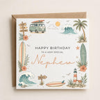 Personalised Surfing Theme Birthday Card for Husband, Dad, Grandad, Son,  Uncle, Brother etc