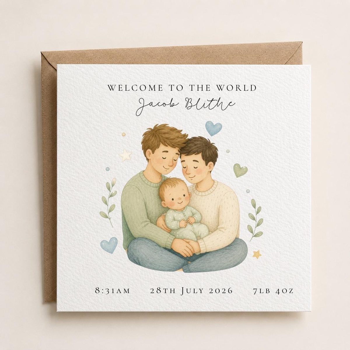 Personalised Dad & Dad New Baby Card