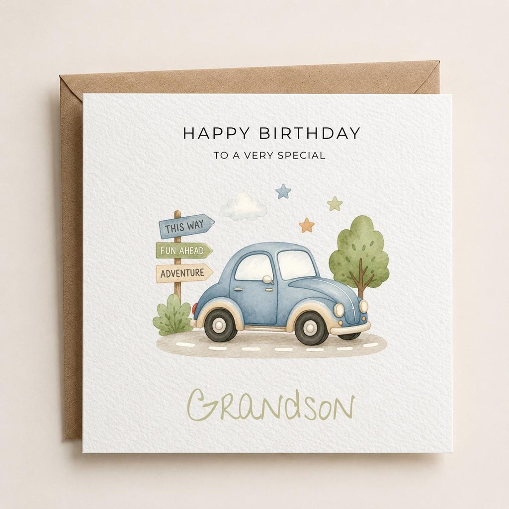 Personalised Cars Theme Birthday Card for Son, Grandson, Brother etc