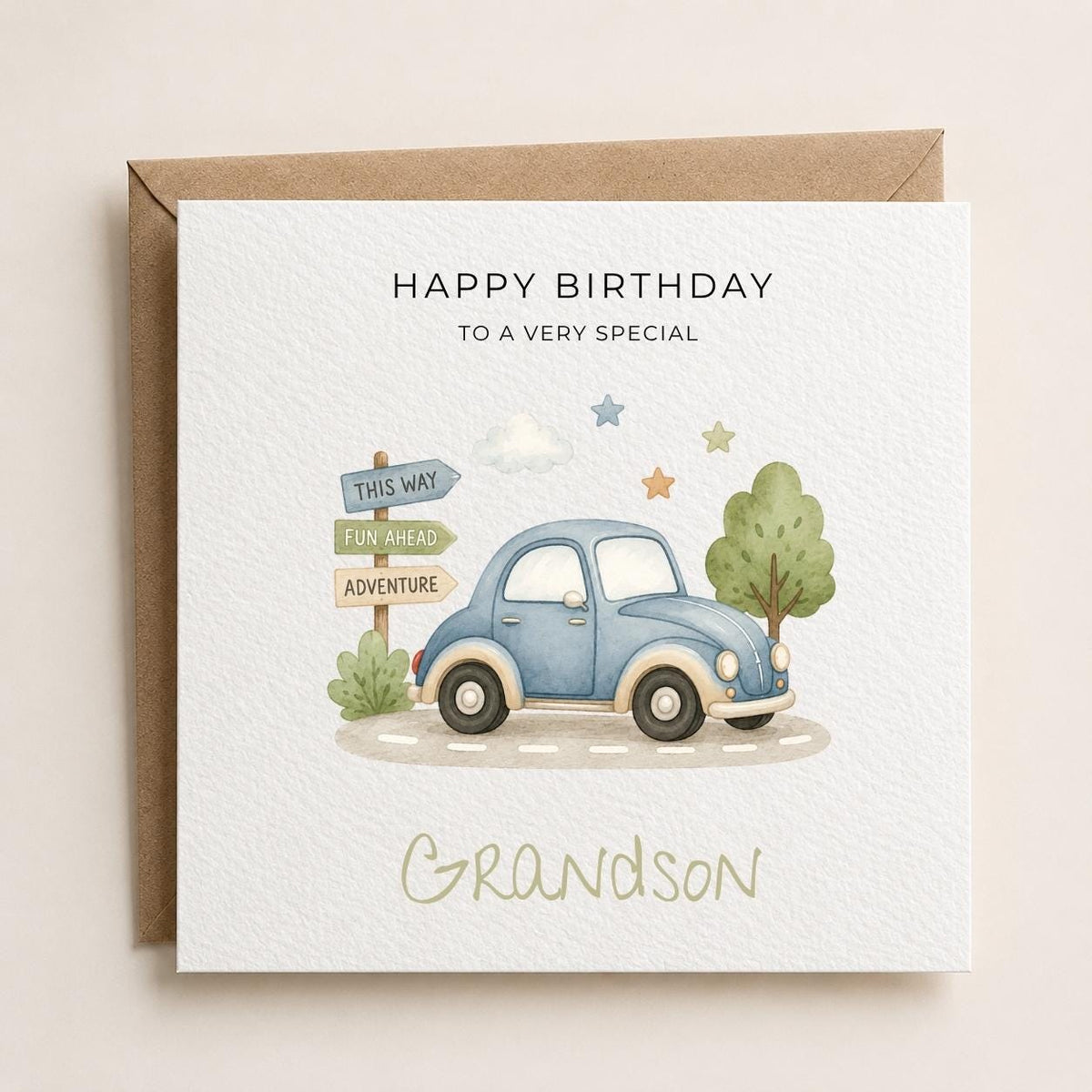 Personalised Cars Theme Birthday Card for Son, Grandson, Brother etc