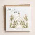 Personalised White Chapel Wedding Card | Newly Weds, Wedding Day Gift, Custom Surname, Titles, Date