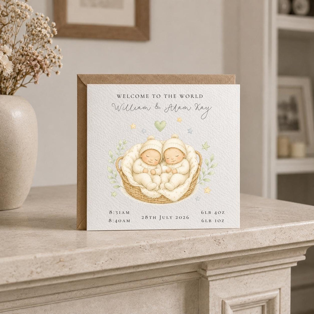Personalised New Baby Twins Card