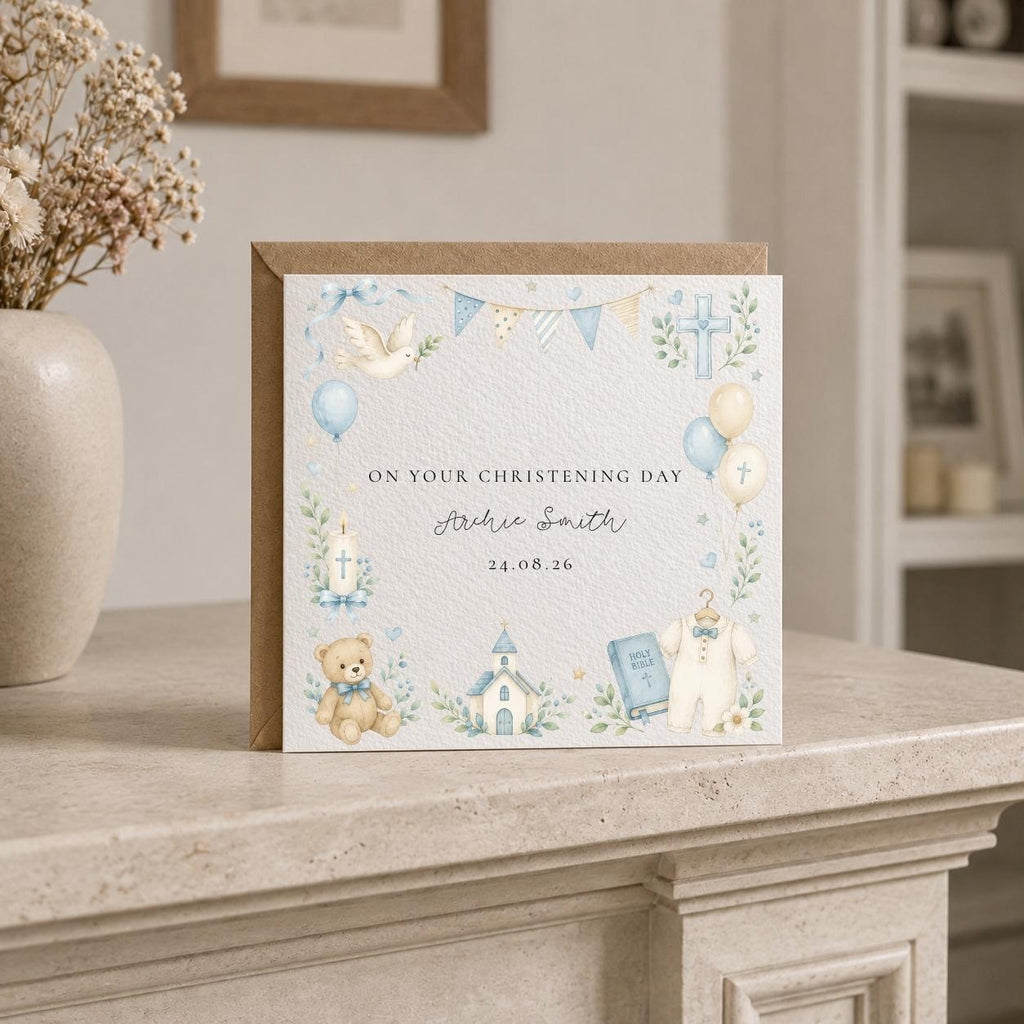 Personalised Christening / Baptism Baby Boy Card