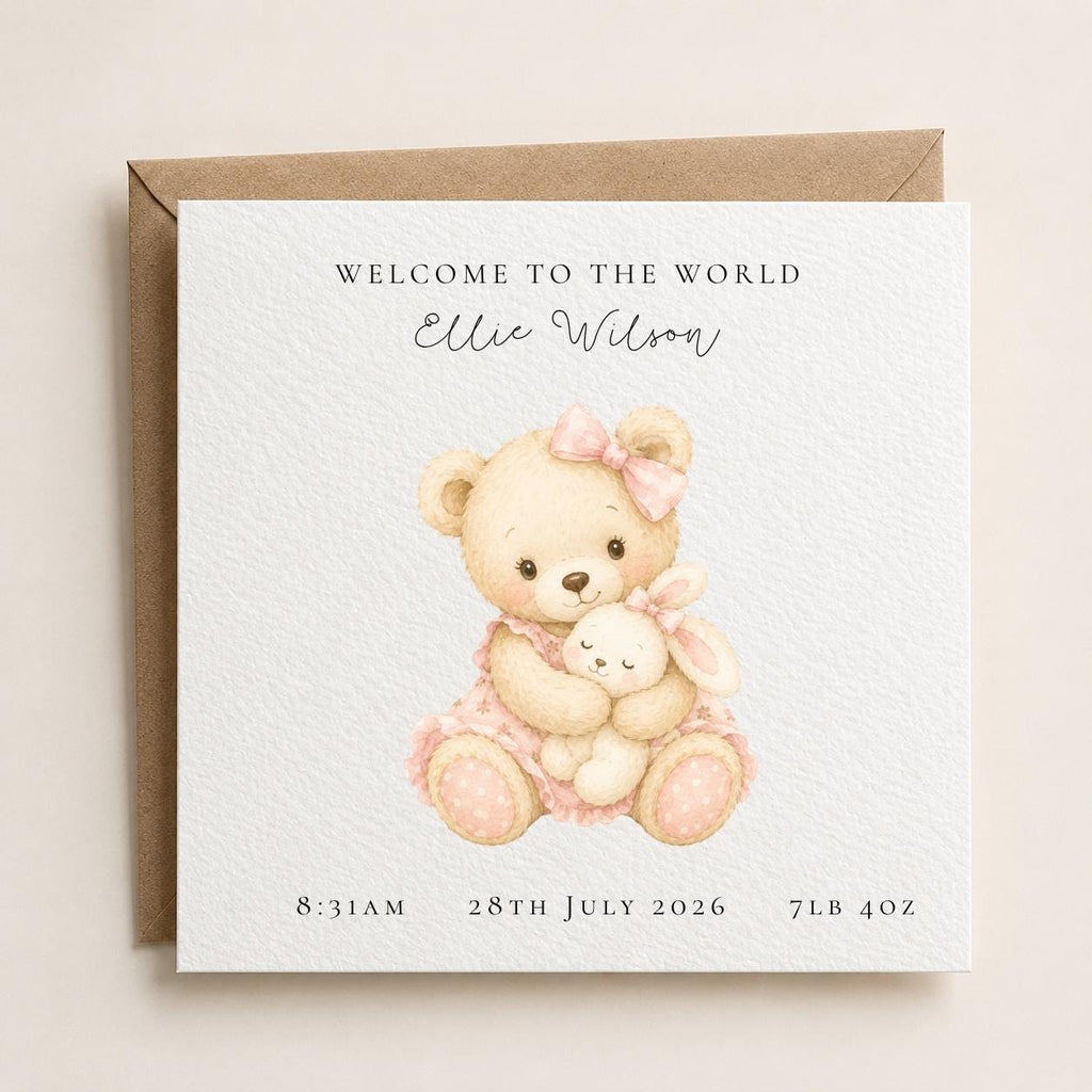 Personalised New Baby Girl Card