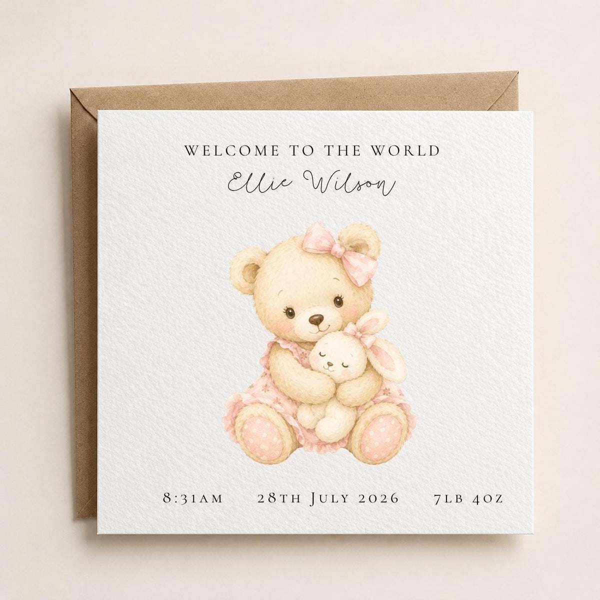 Personalised New Baby Girl Card