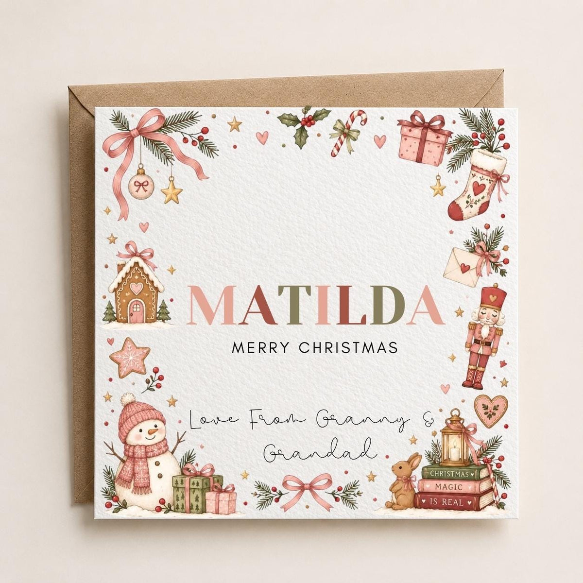 Personalised Christmas Card | For Children | Completely Customisable | Festive Children's Greetings Card
