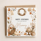 Personalised Autumn Theme Birthday Card for Mum, Dad, Daughter, Sister, Friend etc