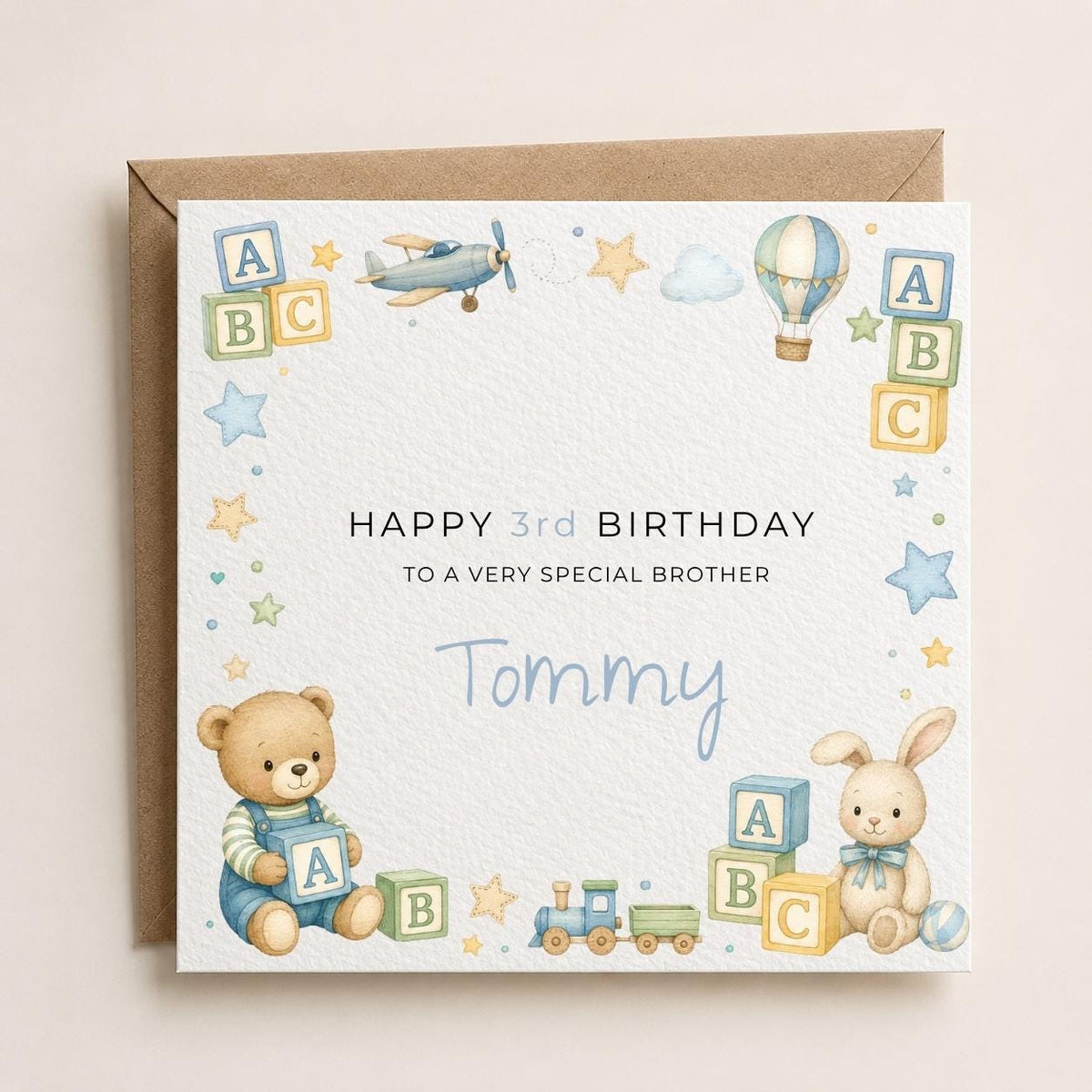 Personalised Building Blocks Theme Birthday Card for Son, Grandson, Brother etc
