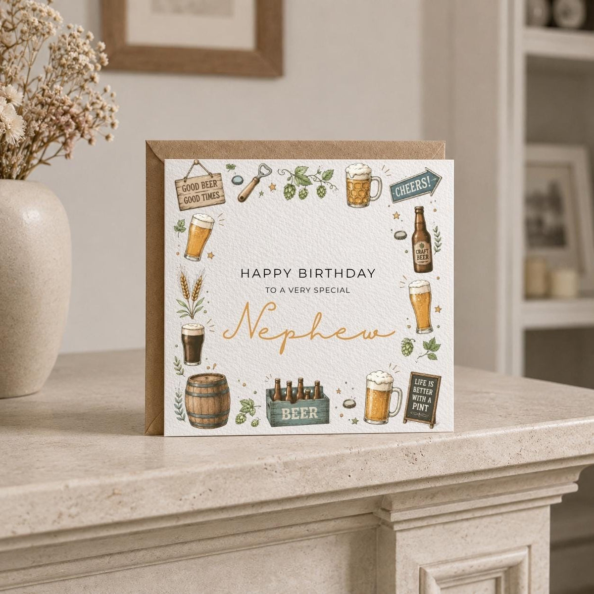 Personalised Beer Theme Birthday Card for Husband, Dad, Grandad, Son,  Uncle, Brother etc