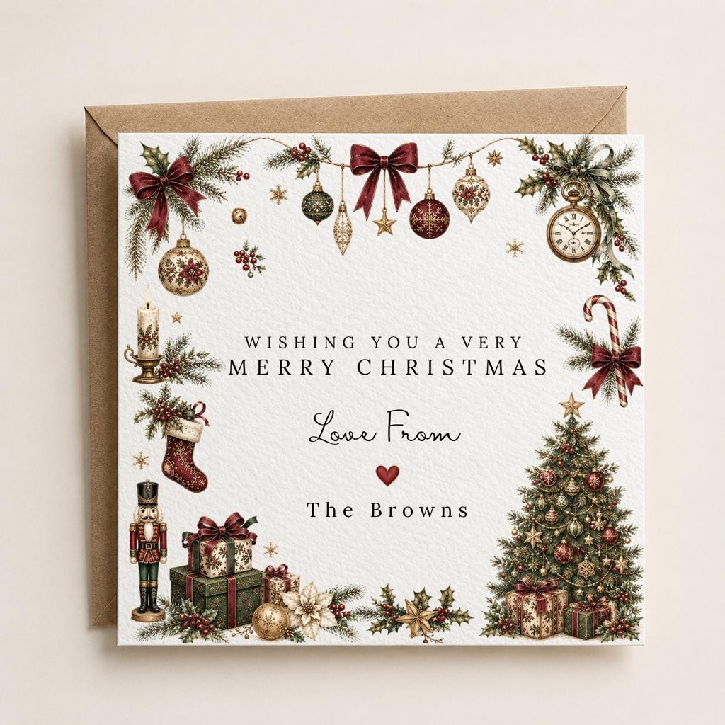 Personalised Christmas Card | Vintage Festive Greeting | Luxury Xmas Keepsake | Completely Customisable | Heirloom Christmas
