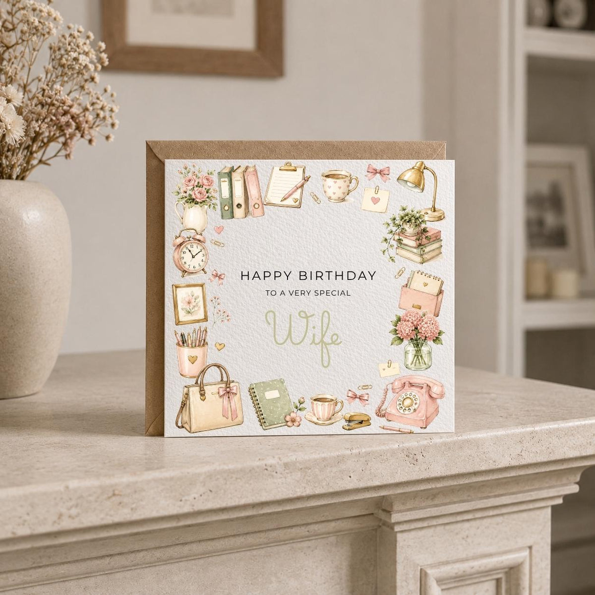 Personalised Office Theme Birthday Card for Wife, Mum, Grandma, Daughter, Auntie, Sister etc