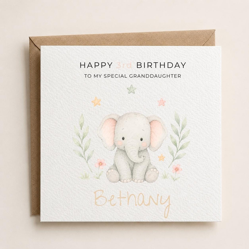 Personalised Zoo Theme Birthday Card for Daughter, Granddaughter, Sister etc