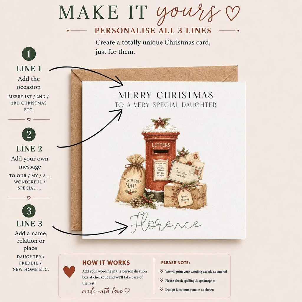 Personalised Christmas Card for Children | Vintage Post / Letters To Santa Theme