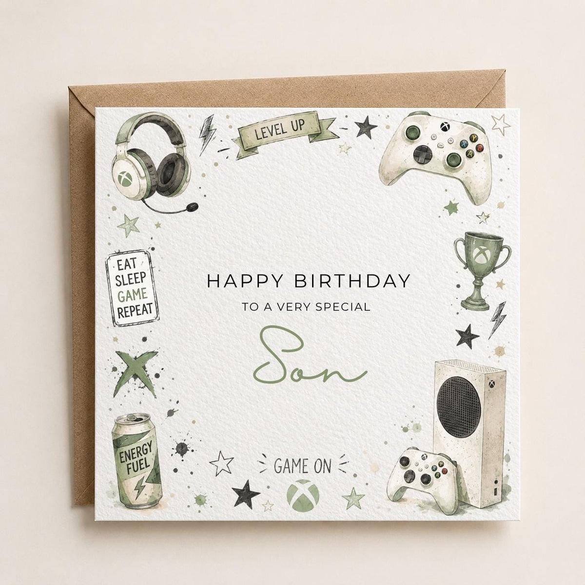 Personalised Gaming X-Box Theme Birthday Card for Husband, Dad, Grandad, Son,  Uncle, Brother etc