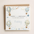 Personalised Hot Air Balloon Theme Birthday Card for Son, Grandson, Brother etc