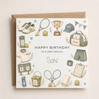 Personalised Tennis Theme Birthday Card for Son, Grandson, Brother etc