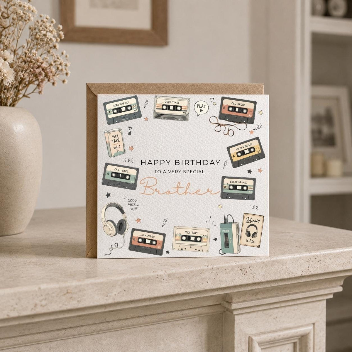 Personalised Record Theme Birthday Card for Husband, Dad, Grandad, Son,  Uncle, Brother etc