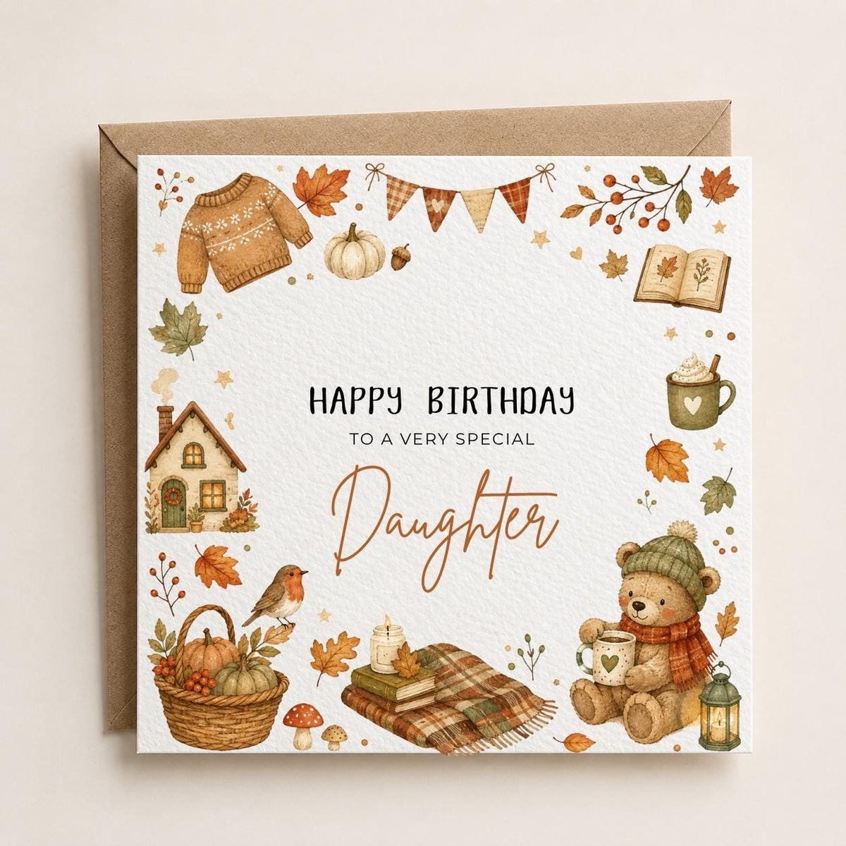 Personalised Autumn Theme Birthday Card for Son, Daughter, Brother, Sister, Friend etc