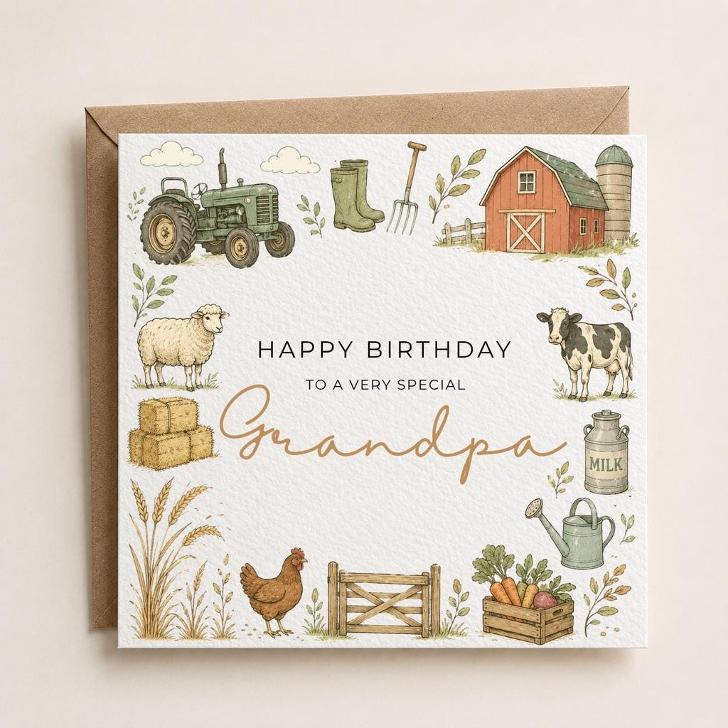 Personalised Farmer Theme Birthday Card for Husband, Dad, Grandad, Son,  Uncle, Brother etc