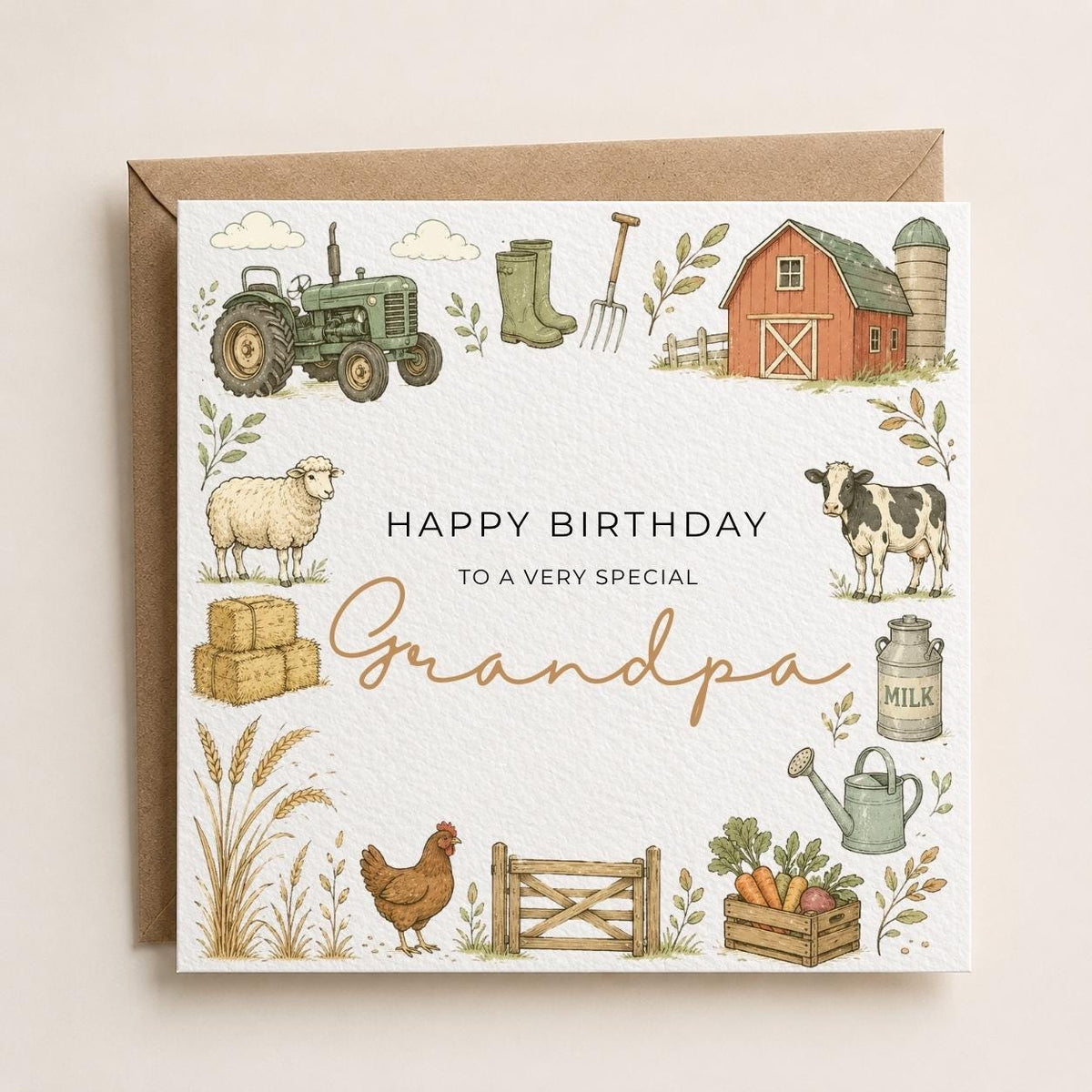 Personalised Farmer Theme Birthday Card for Husband, Dad, Grandad, Son,  Uncle, Brother etc