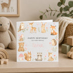 Personalised Woodland Theme Birthday Card for Daughter, Granddaughter, Sister etc