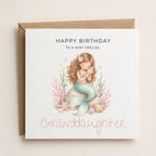 Personalised Mermaid Theme Birthday Card for Daughter, Granddaughter, Sister etc
