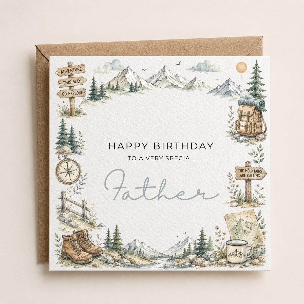 Personalised Walking Theme Birthday Card for Husband, Dad, Grandad, Son,  Uncle, Brother etc