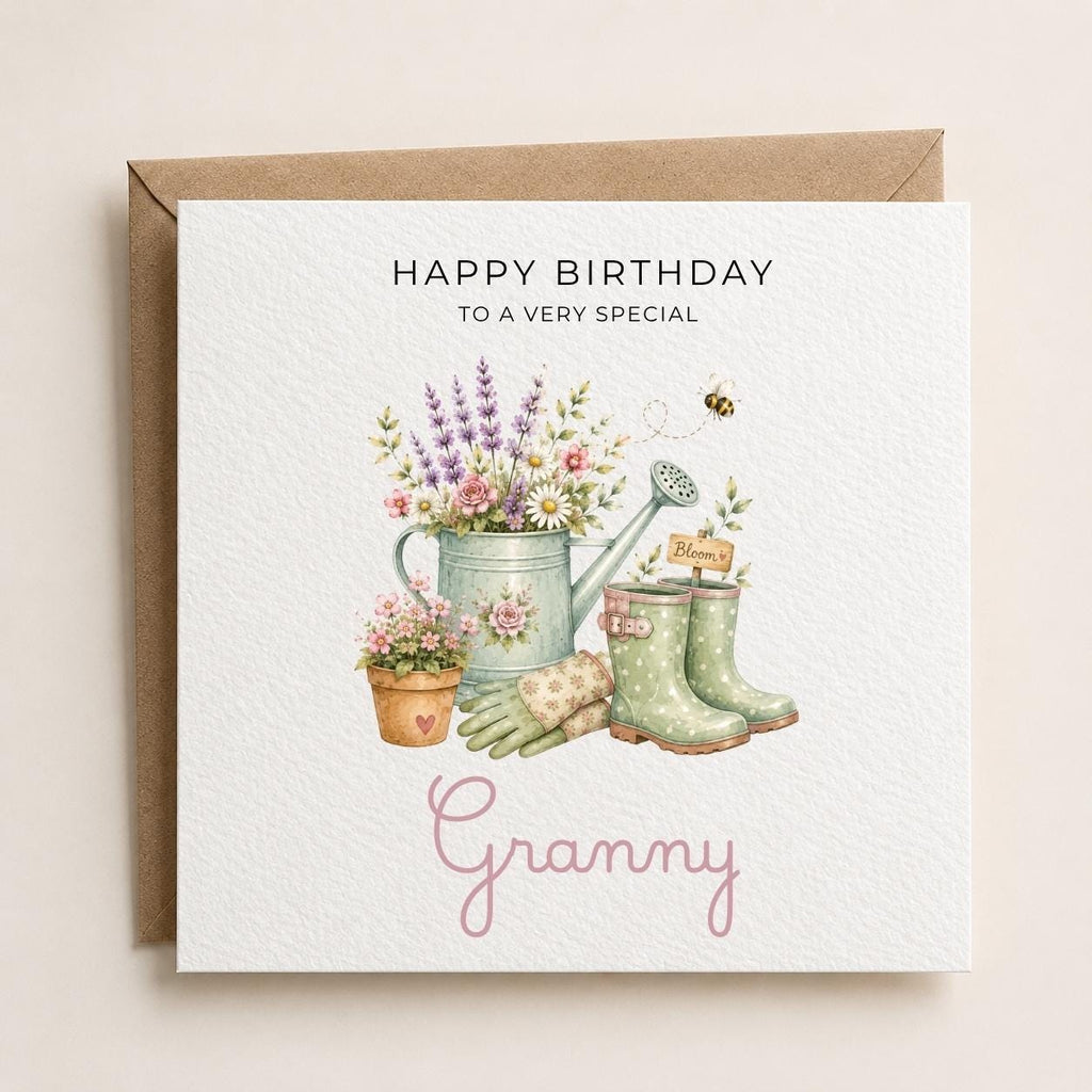 Personalised Gardening Theme Birthday Card for Wife, Mum, Grandma, Daughter, Auntie, Sister etc