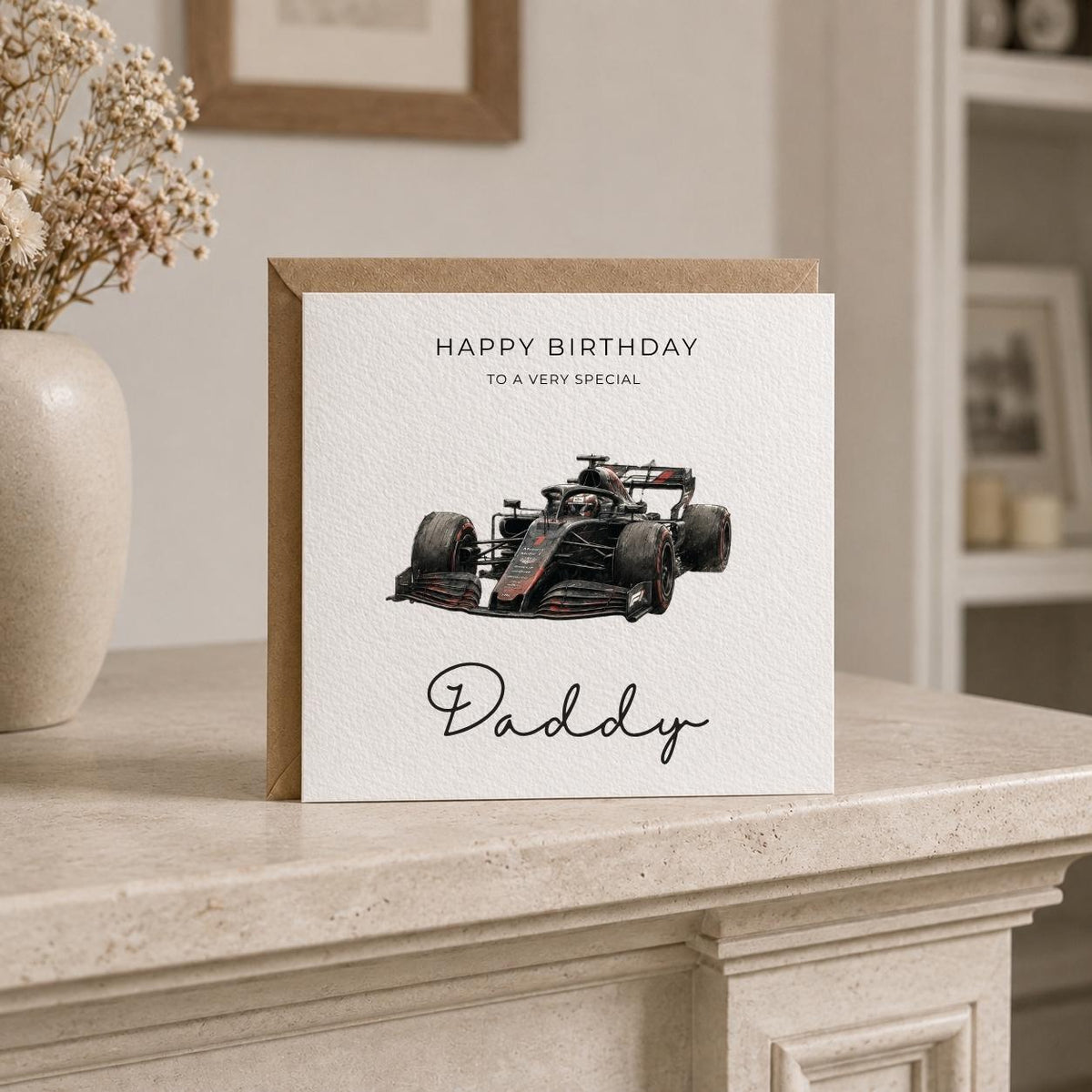 Personalised F1 Theme Birthday Card for Husband, Dad, Grandad, Son,  Uncle, Brother etc