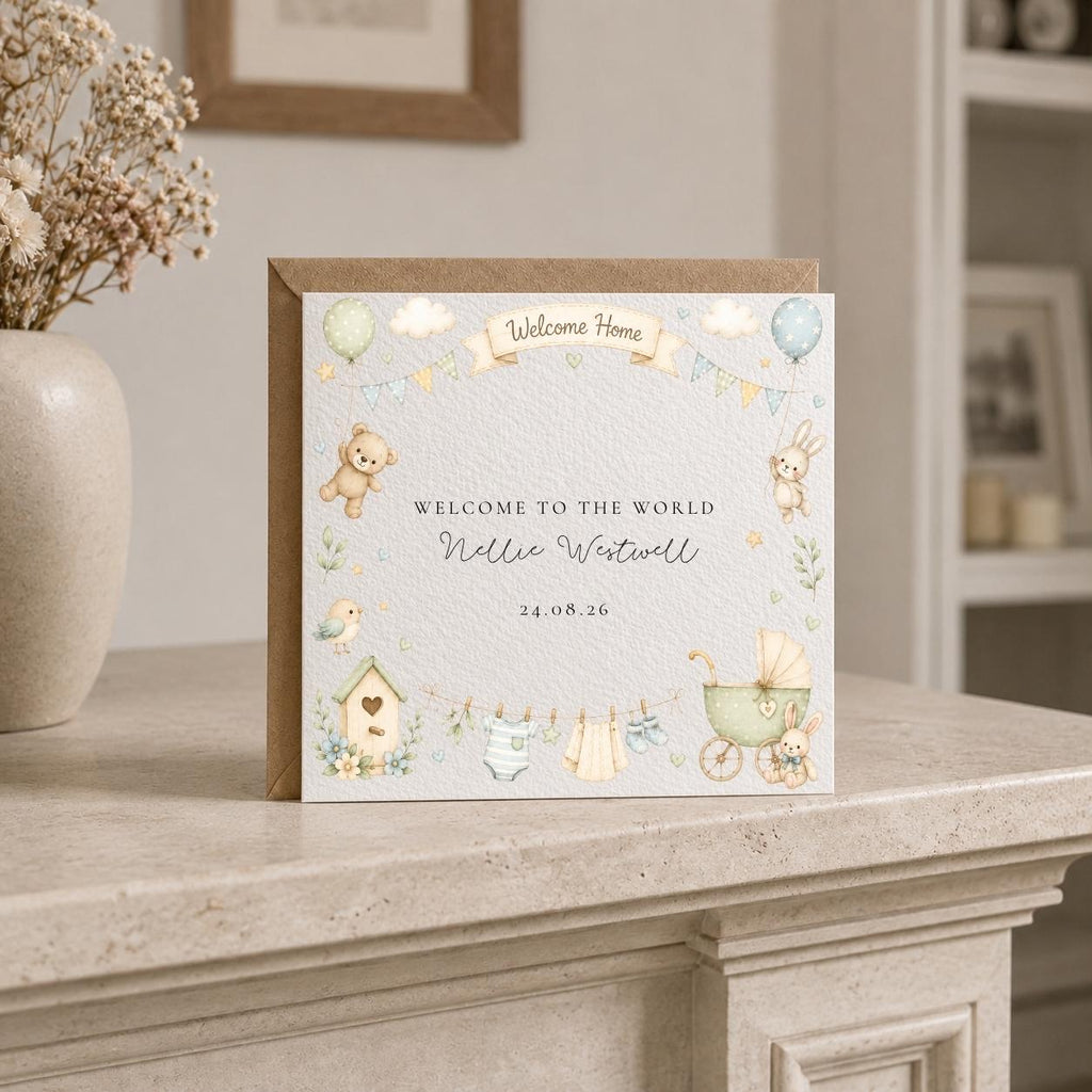 Personalised New Baby Welcome Home Card