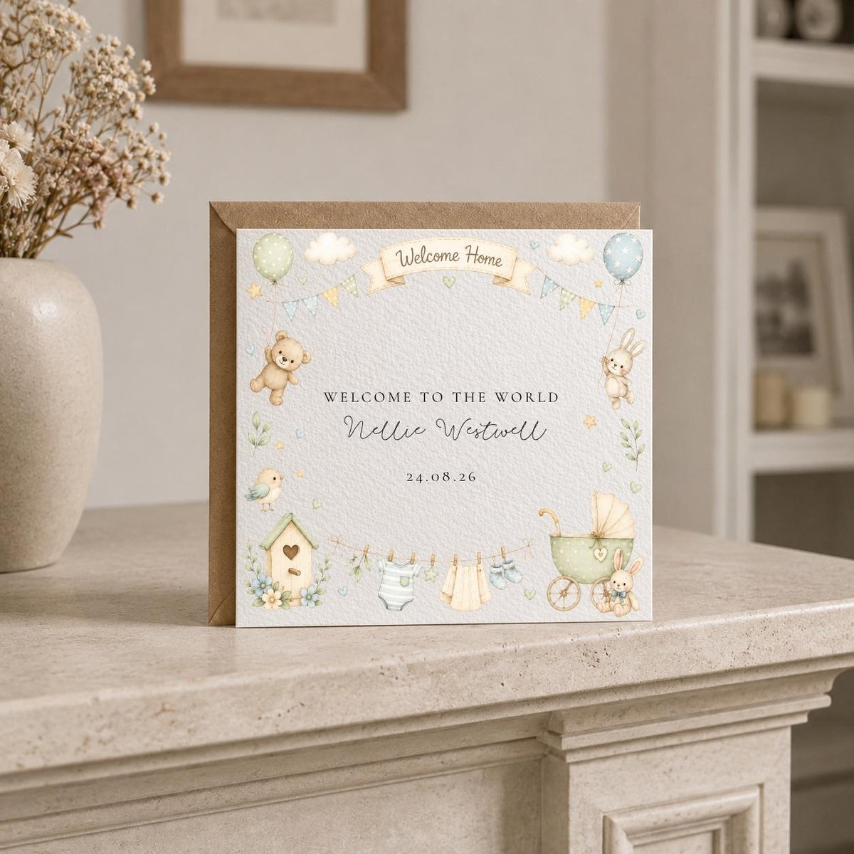 Personalised New Baby Welcome Home Card