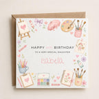 Personalised Arts / Painting Theme Birthday Card for Daughter, Granddaughter, Sister etc