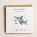 Personalised Sharks Theme Birthday Card for Son, Grandson, Brother etc