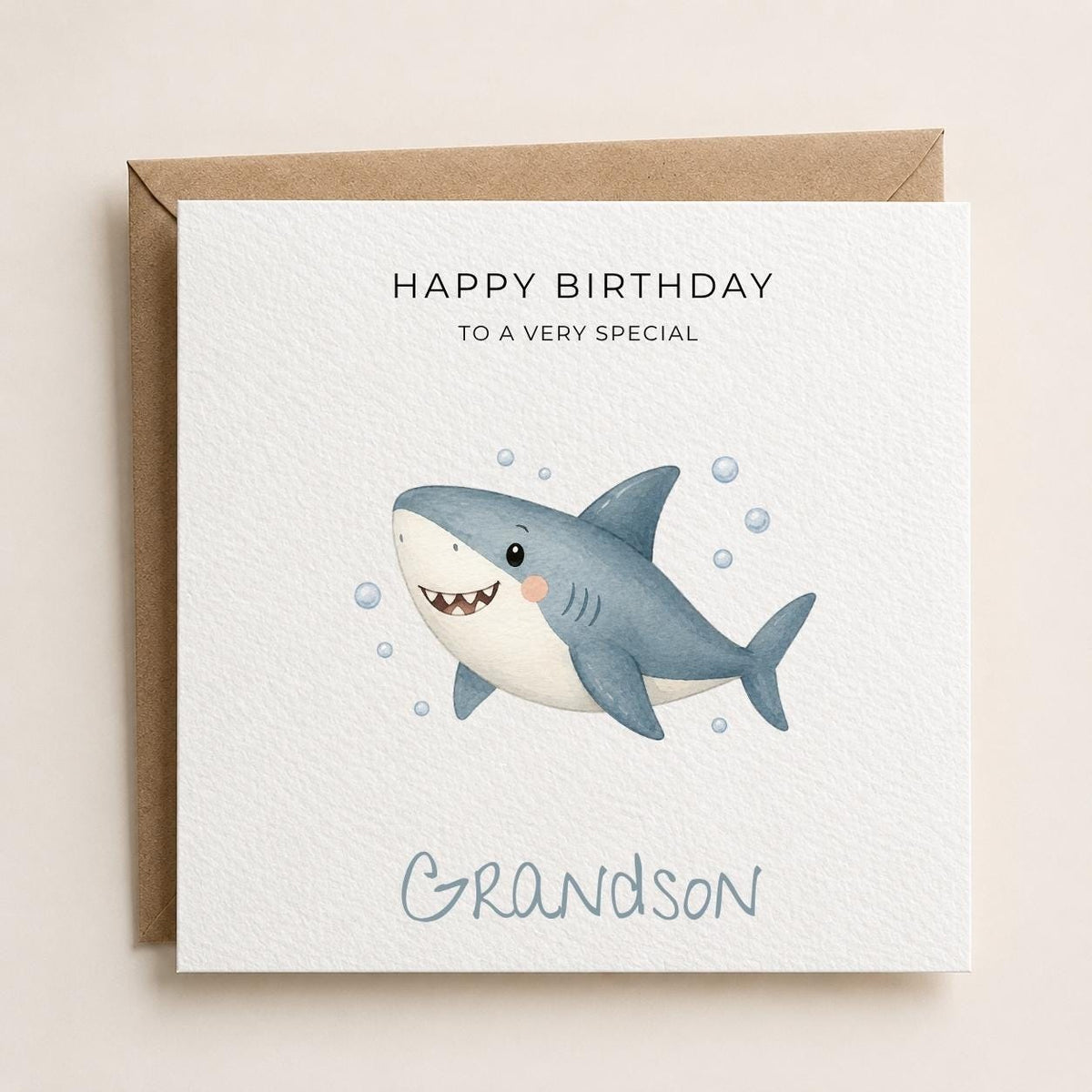 Personalised Sharks Theme Birthday Card for Son, Grandson, Brother etc