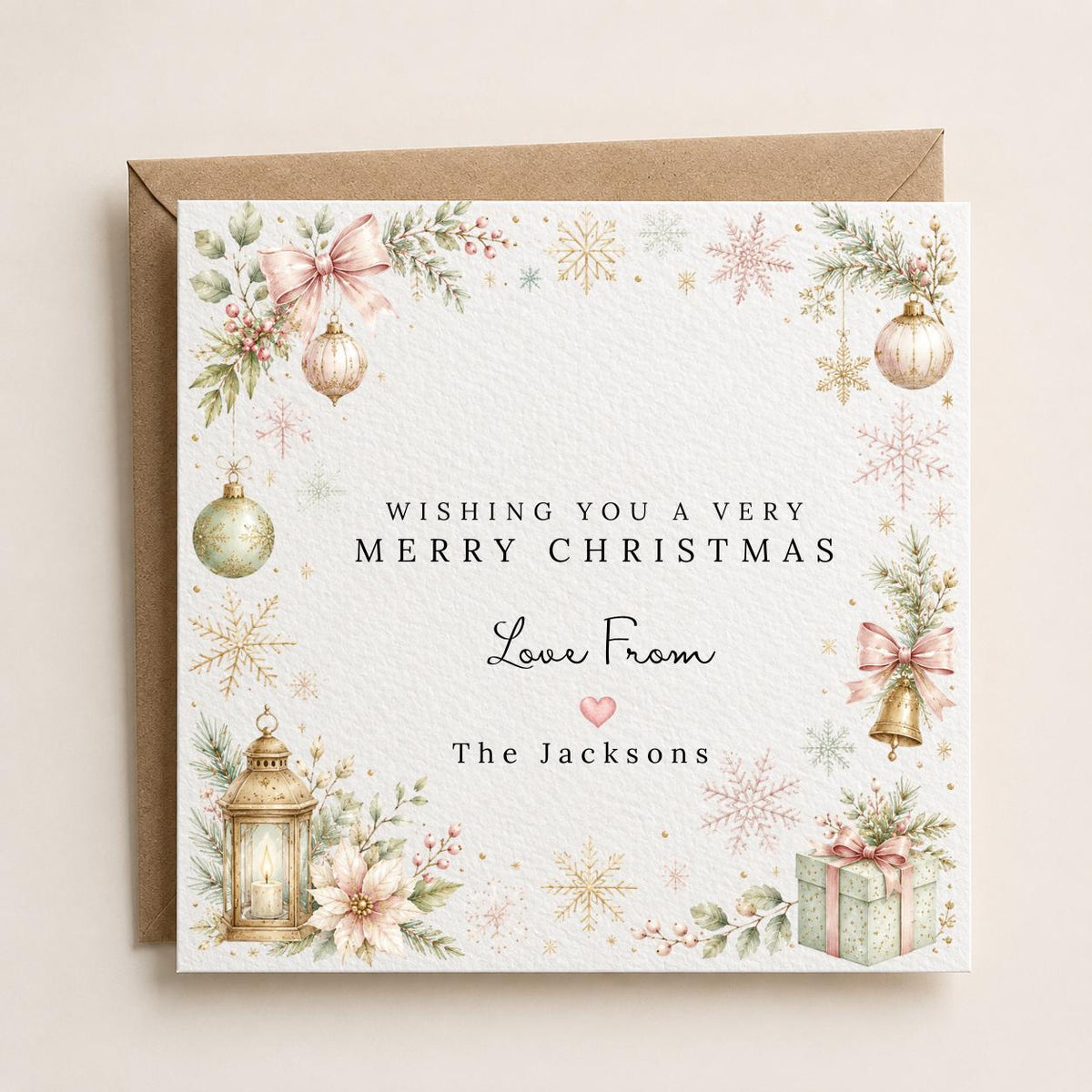 Personalised Christmas Card | Vintage Festive Greeting | Luxury Xmas Keepsake | Completely Customisable | Pretty Christmas