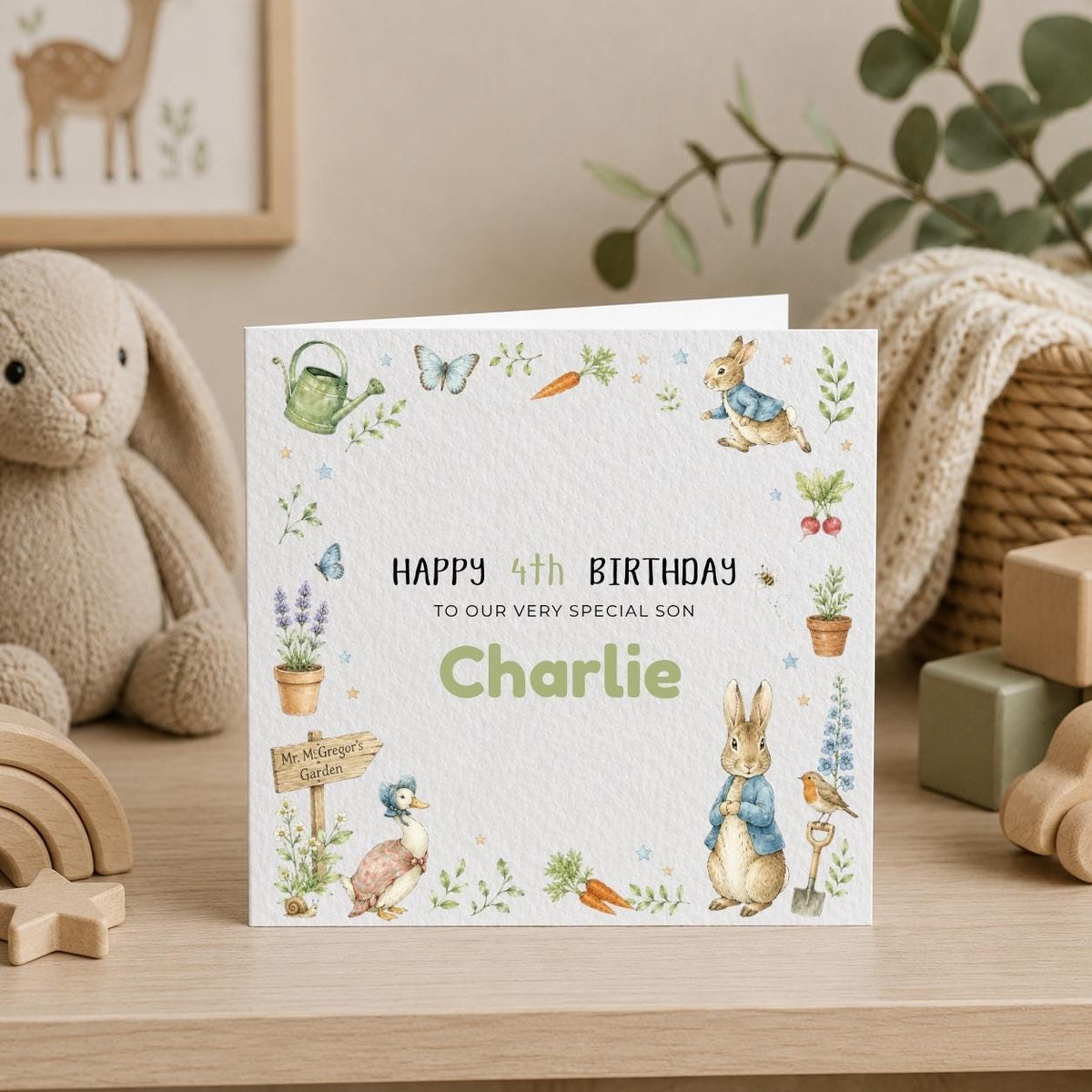 Personalised Peter | Rabbit Theme Birthday Card for Daughter, Son, Sister, Brother, Friend etc