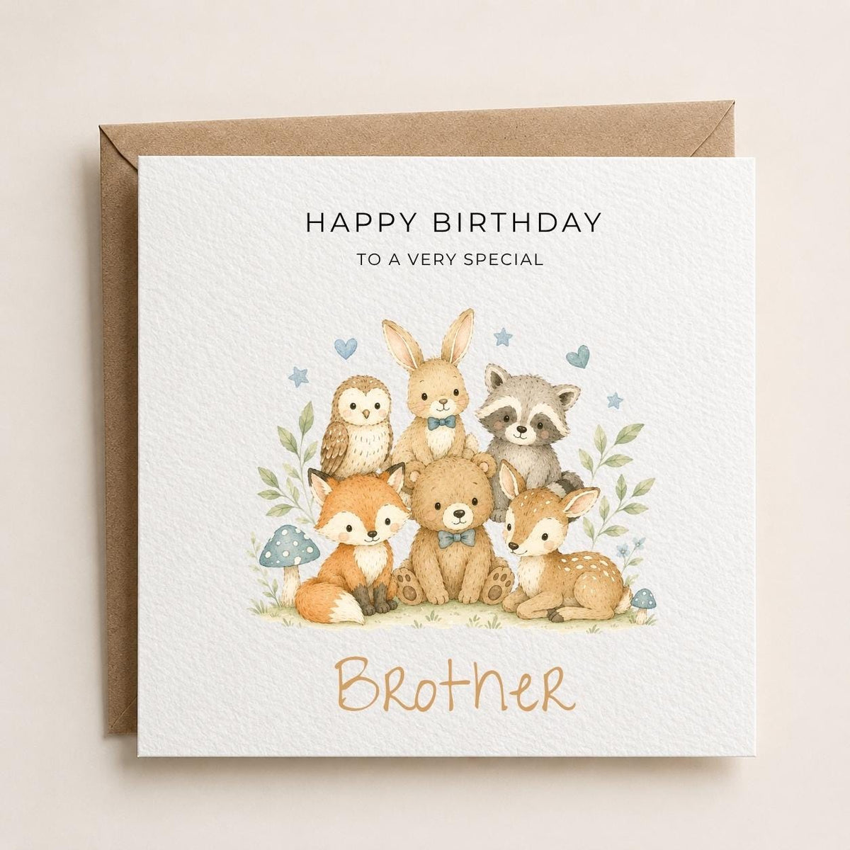 Personalised Woodland Theme Birthday Card for Son, Grandson, Brother etc