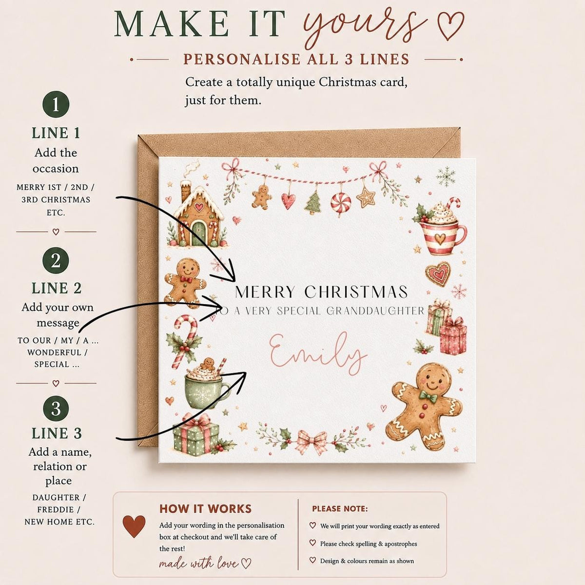 Personalised Christmas Card for Children | Gingerbread Man Theme
