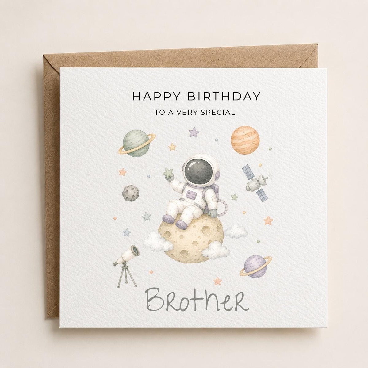 Personalised Space Theme Birthday Card for Son, Grandson, Brother etc