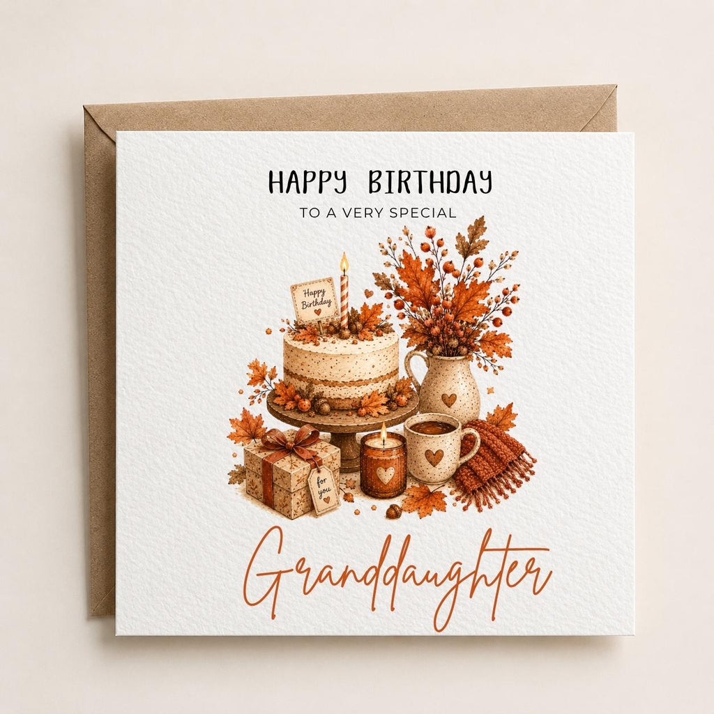 Personalised Autumn Theme Birthday Card for Daughter, Son, Sister, Brother, Friend etc