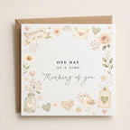 Thinking of You Card: Vintage Floral Bird Design