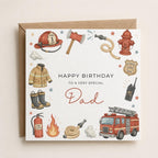 Personalised Fireman Theme Birthday Card for Husband, Dad, Grandad, Son,  Uncle, Brother etc