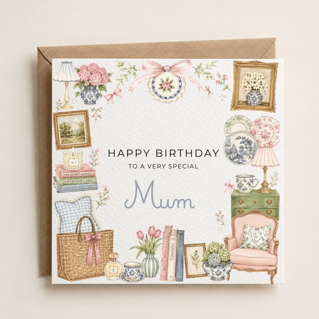 Personalised Grandmillennial Theme Birthday Card for Wife, Mum, Grandma, Daughter, Auntie, Sister etc