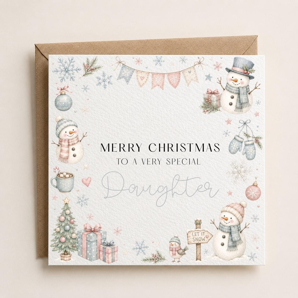 Personalised Christmas Card | For Children | Completely Customisable | Festive Children's Greetings Card | Snowman Theme
