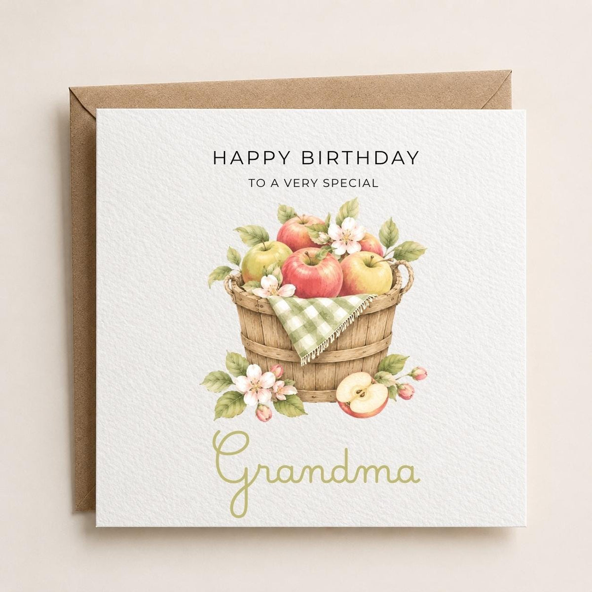Personalised Apple Orchard Theme Birthday Card for Wife, Mum, Grandma, Daughter, Auntie, Sister etc