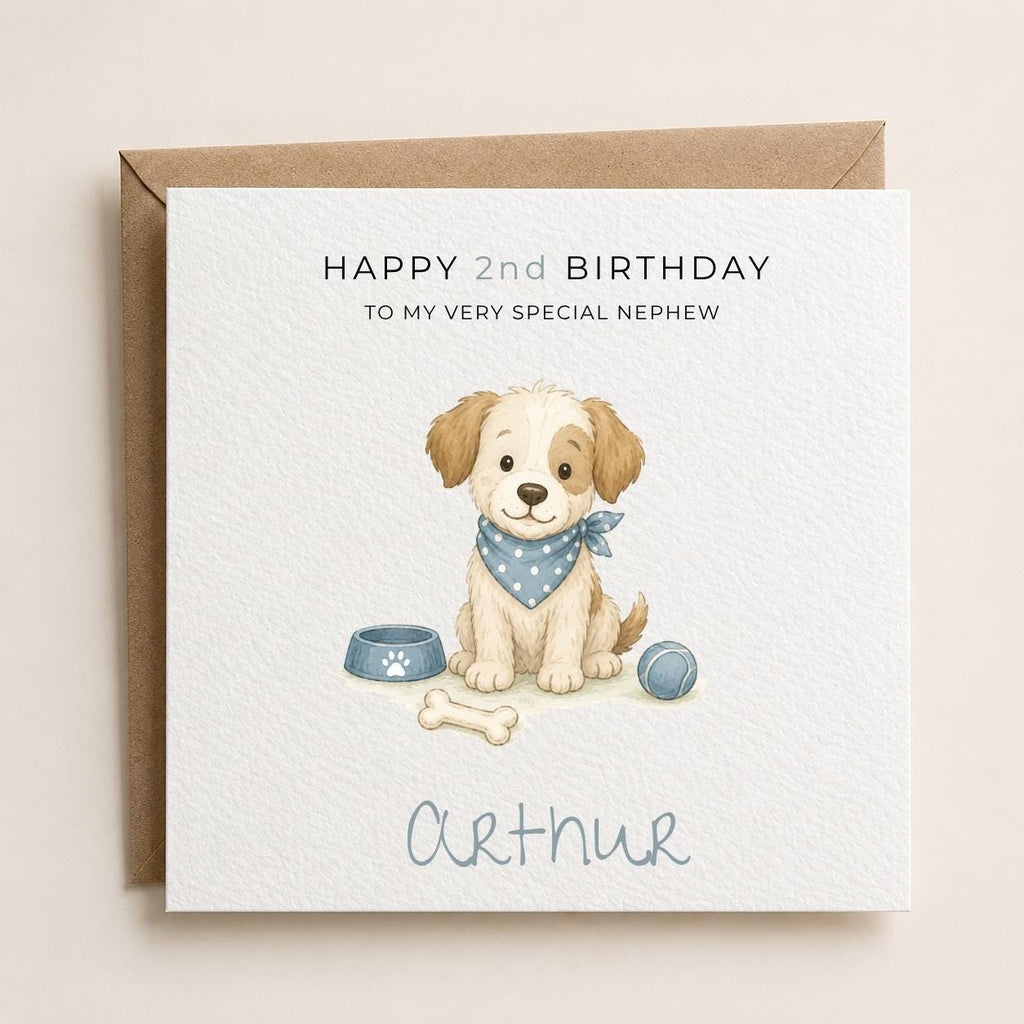 Personalised Dog Theme Birthday Card for Son, Grandson, Brother etc