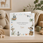 Personalised Pirate Theme Birthday Card for Son, Grandson, Brother etc
